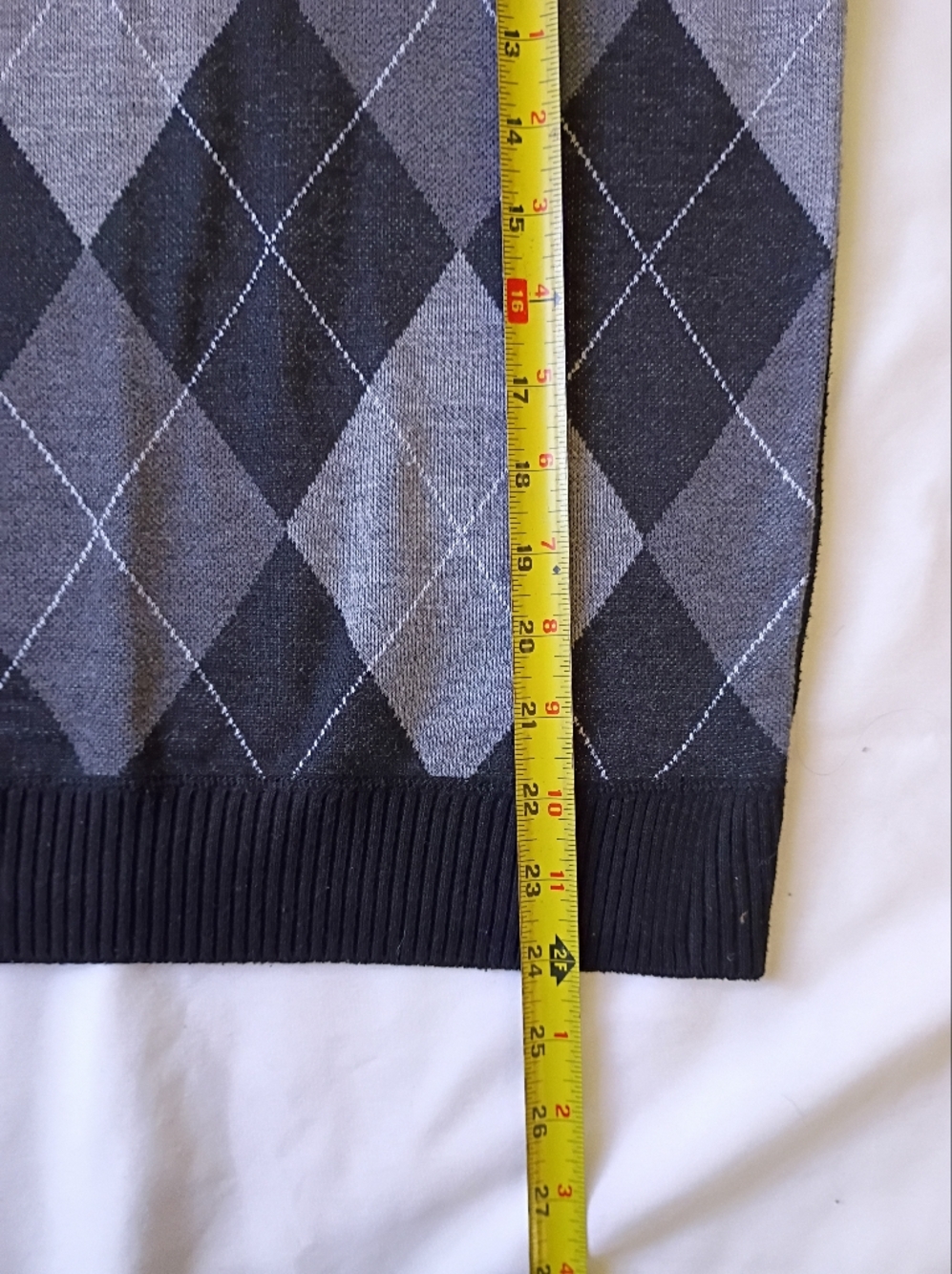 Whipper In Junior’s Gray and Black Argyle V-Neck Sweater Vest - Picture 3 of 5